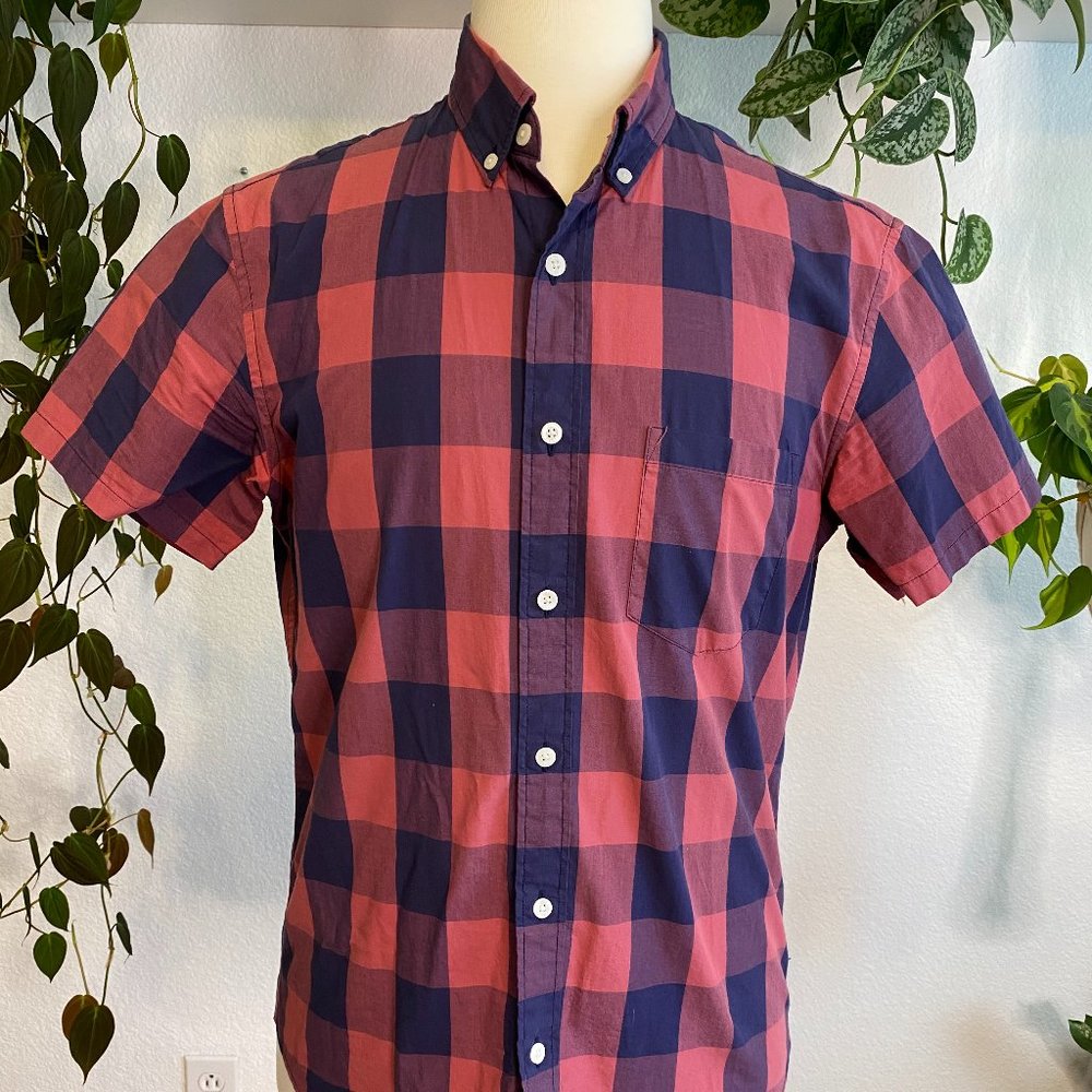 J Crew Slim Short Sleeve Button Up Plaid Shirt